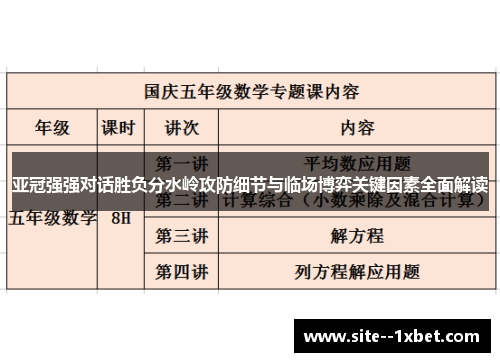 亚冠强强对话胜负分水岭攻防细节与临场博弈关键因素全面解读 亚冠强强对话胜负分水岭攻防细节与临场博弈关键因素全面解读